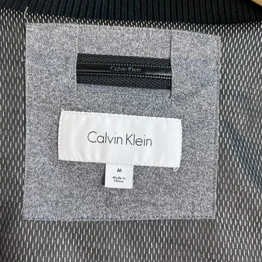 Calvin Klein Puffer Vest Men’s Medium Grey Full Zip Winter Outerwear Bomber - Picture 7 of 8